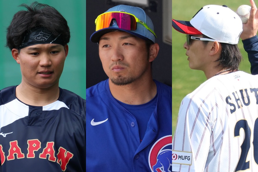 侍ジャパン・森下翔太、鈴木誠也、周東佑京（左から）【写真：小林靖、ロイター】