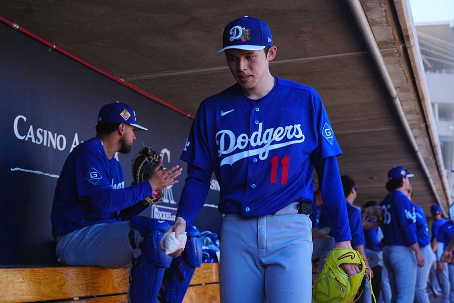 Dバックス戦で先発したドジャース・佐々木朗希【写真：荒川祐史】