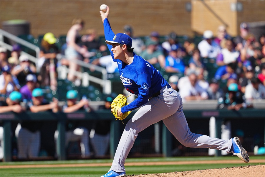Dバックス戦に先発したドジャース・佐々木朗希【写真：荒川祐史】