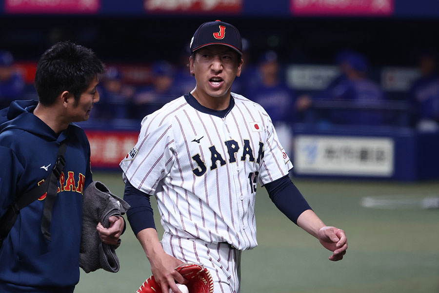 9回に登板した侍ジャパン・大勢【写真：加治屋友輝】