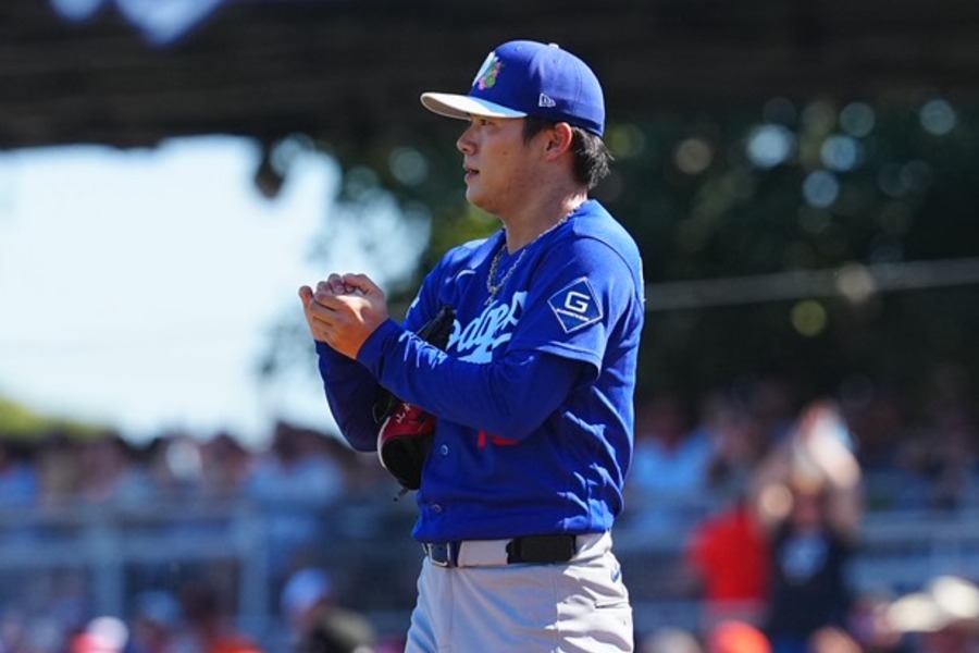 ジャイアンツ戦に登板したドジャース・山本由伸【写真:荒川祐史】