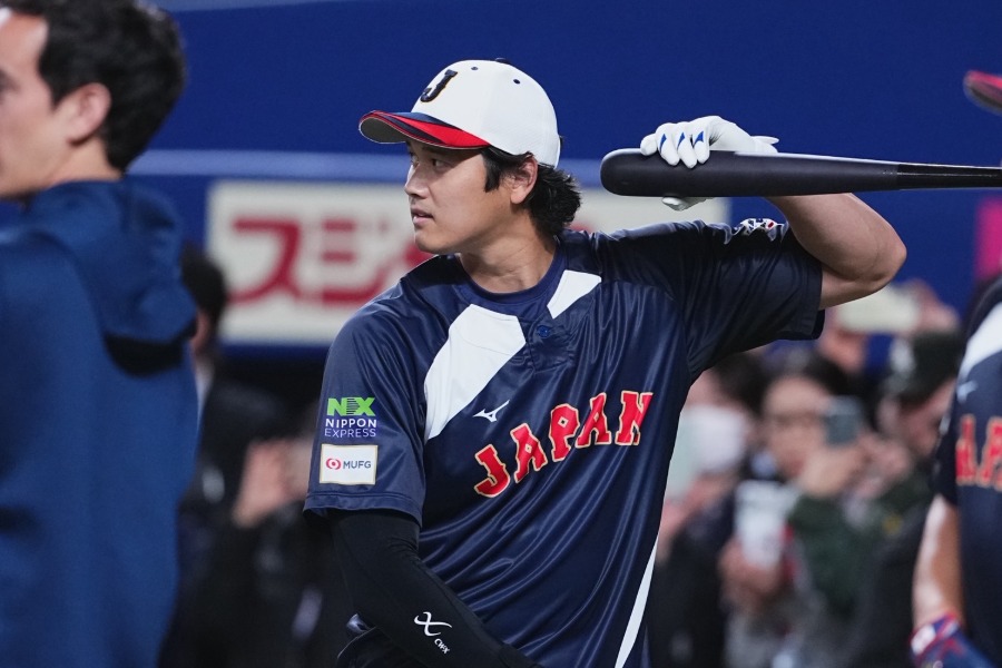 フリー打撃を行った侍ジャパン・大谷翔平【写真:小林靖】