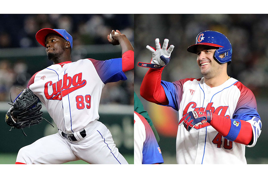 キューバ代表に選出されたリバン・モイネロ（左）とアリエル・マルティネス【写真提供：パ・リーグ インサイト】