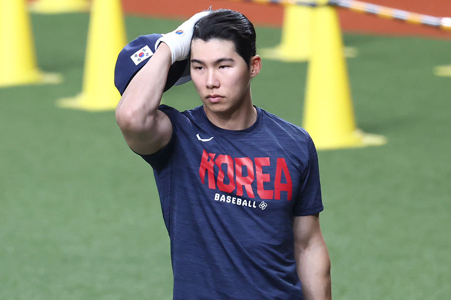 韓国代表のキム・ヘソン（ドジャース）【写真：加治屋友輝】