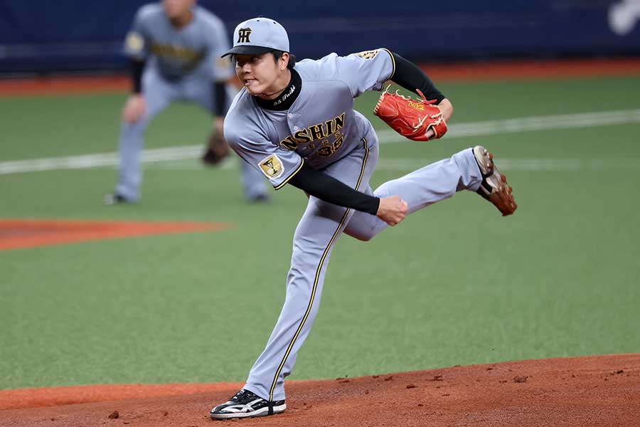 韓国代表との強化試合に登板した阪神・才木浩人【写真：加治屋友輝】