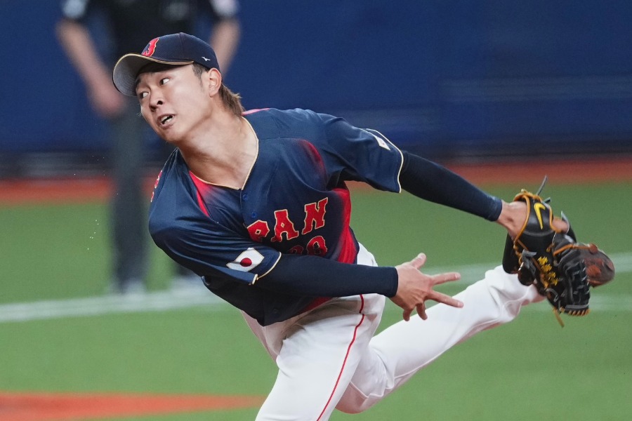 阪神戦に登板した侍ジャパン・高橋宏斗【写真:小林靖】