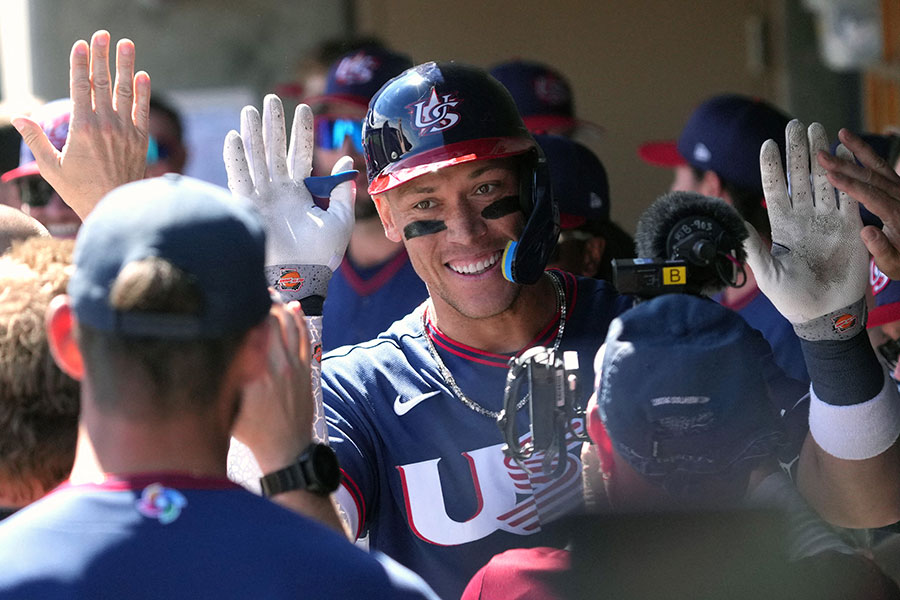 ロッキーズ戦で本塁打を放った米国代表のアーロン・ジャッジ【写真：ロイター】