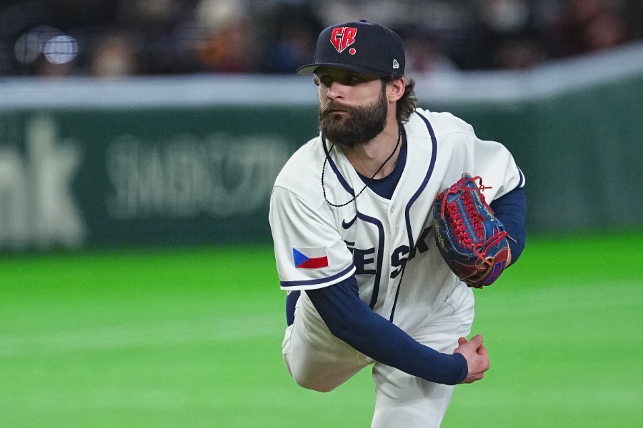 豪州戦で登板したチェコ代表のオンジェイ・サトリア【写真：荒川祐史】