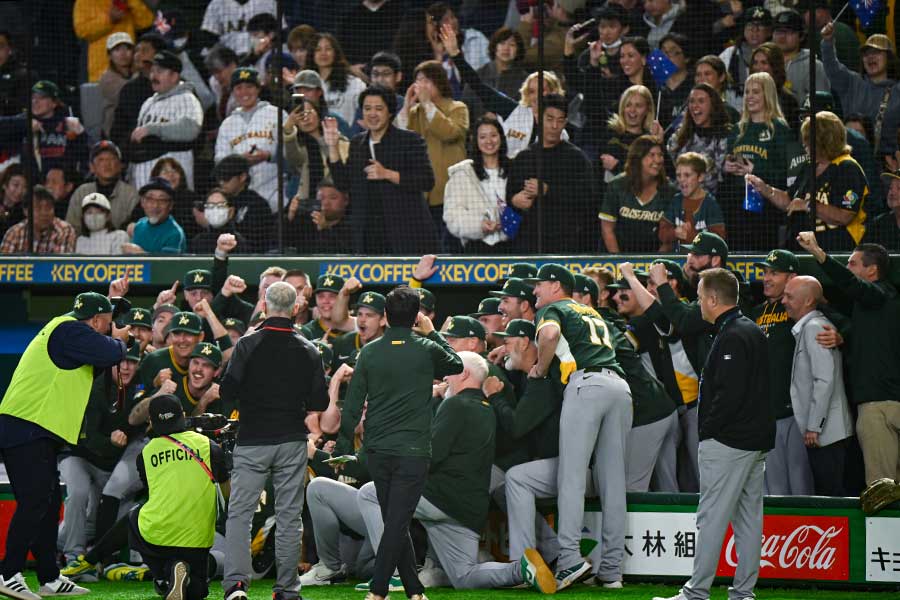 チェコ代表に5-1で勝利した豪州代表【写真：中戸川知世】