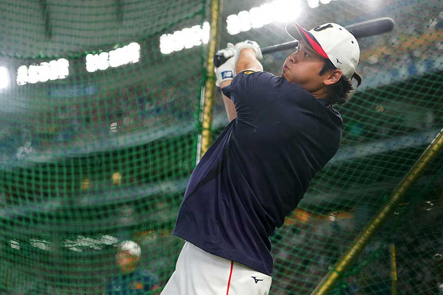 フリー打撃を行った侍ジャパン・大谷翔平【写真：Getty Images】