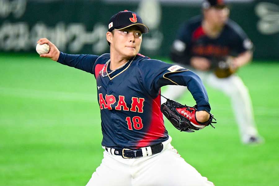 台湾戦に先発した侍ジャパン・山本由伸【写真：中戸川知世】