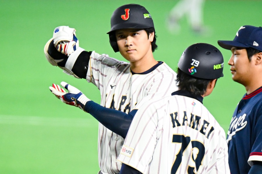 韓国戦で安打を放った侍ジャパン・大谷翔平【写真：中戸川知世】
