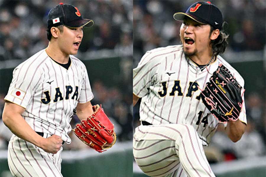 韓国戦に登板した侍ジャパン・種市篤暉（左）と伊藤大海【写真：Getty Images】