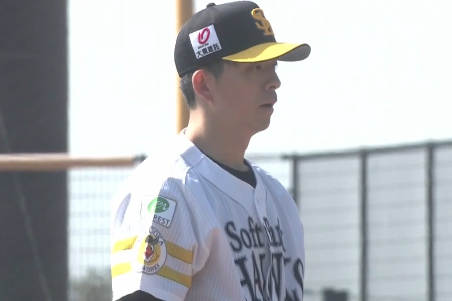 広島戦に登板したソフトバンク・大関友久【画像：パーソル パ・リーグTV】