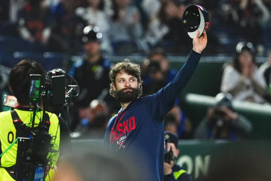 日本戦で好投したチェコ代表のオンジェイ・サトリア【写真：小林靖】