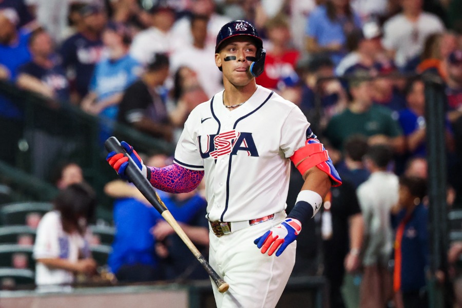 最終打席で空振り三振に倒れた米国代表のアーロン・ジャッジ【写真：ロイター】