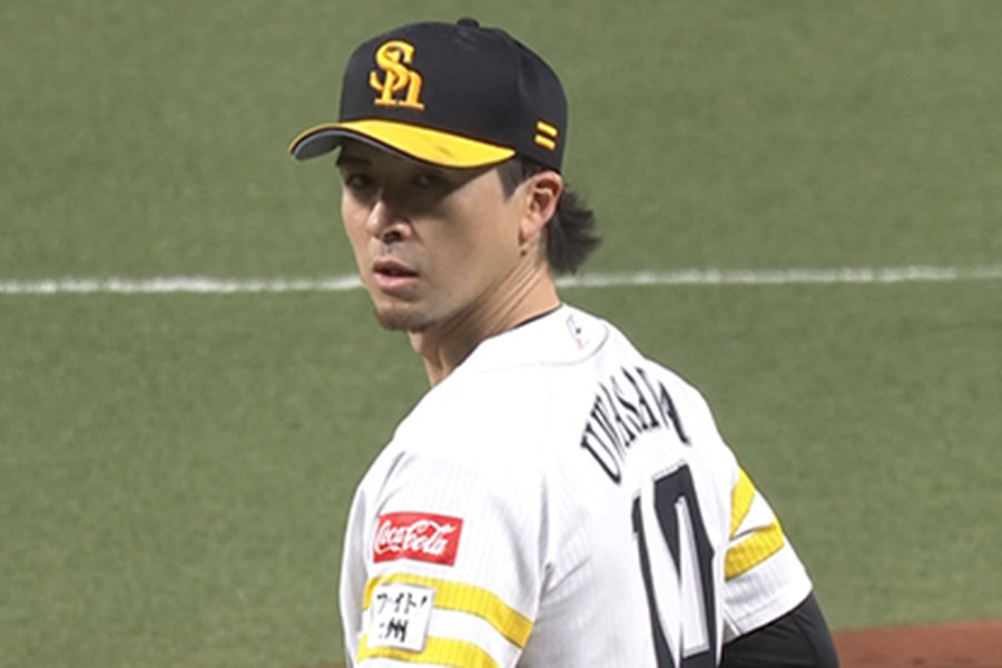 巨人とのオープン戦に先発したソフトバンク・上沢直之【画像：パーソル パ・リーグTV】