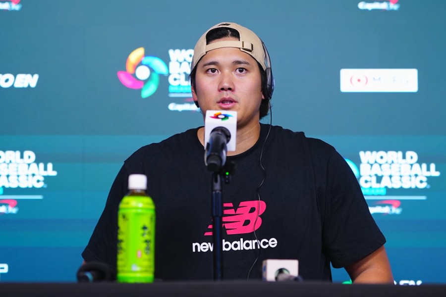 会見を行った侍ジャパン・大谷翔平【写真：荒川祐史】