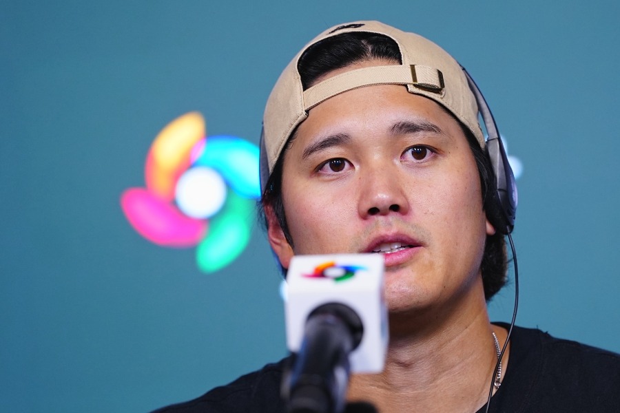 会見を行った侍ジャパン・大谷翔平【写真：荒川祐史】