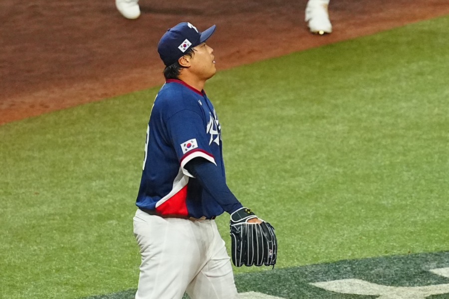 先制を許した韓国代表のリュ・ヒョンジン【写真：荒川祐史】