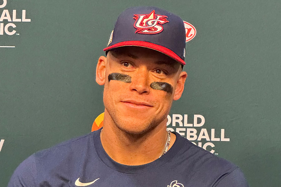 試合後取材に応じた米国代表のアーロン・ジャッジ【写真:木崎英夫】