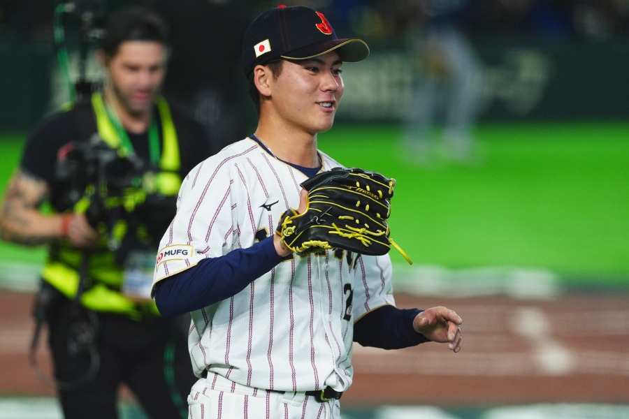 チェコ戦で好投した侍ジャパン・金丸夢斗【写真:小林靖】