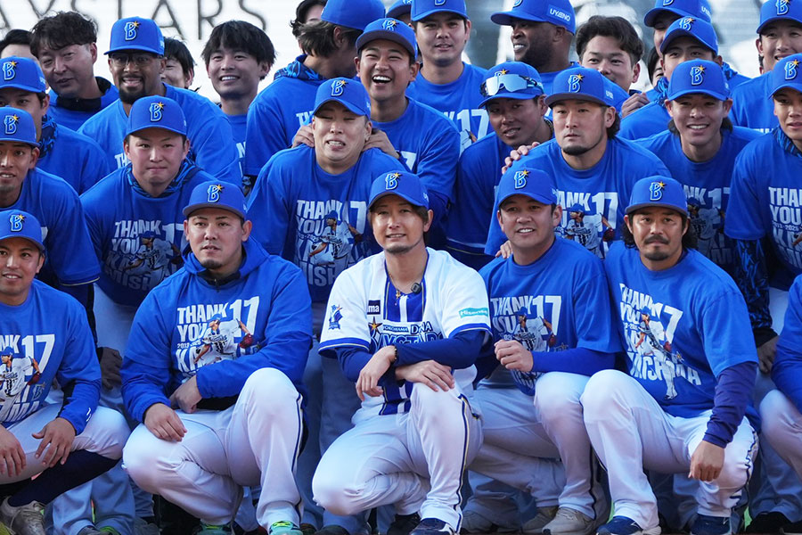 元DeNA・三嶋一輝氏の引退セレモニーが行われた【写真:町田利衣】