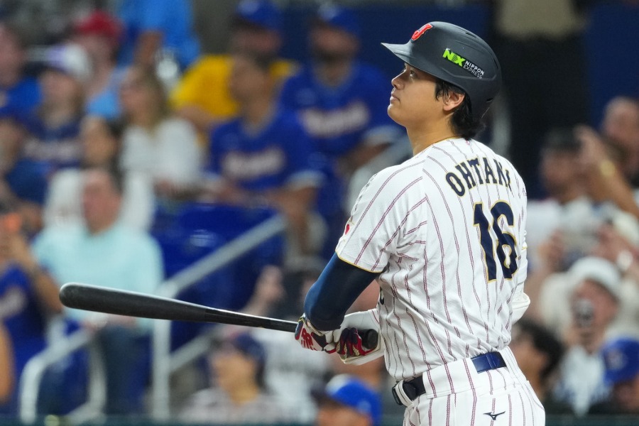 先頭打者本塁打を放った侍ジャパン・大谷翔平【写真:荒川祐史】