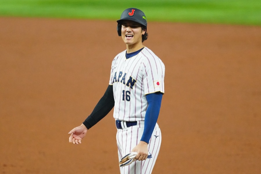 申告敬遠で出塁した侍ジャパン・大谷翔平【写真：荒川祐史】