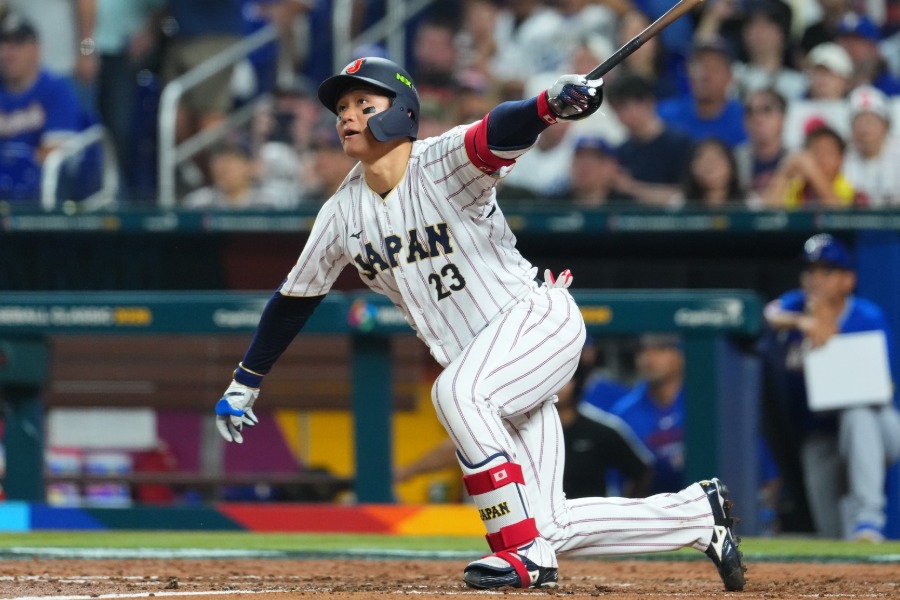 勝ち越し3ランを放った侍ジャパン・森下翔太【写真:Getty Images】