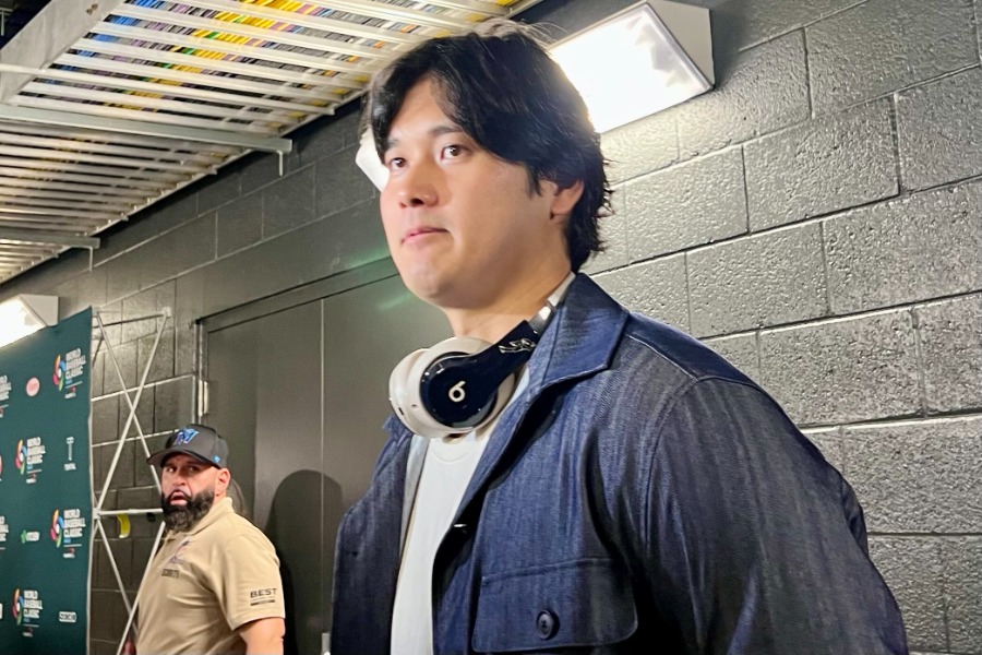 試合後、取材に応じた侍ジャパン・大谷翔平【写真:小谷真弥】