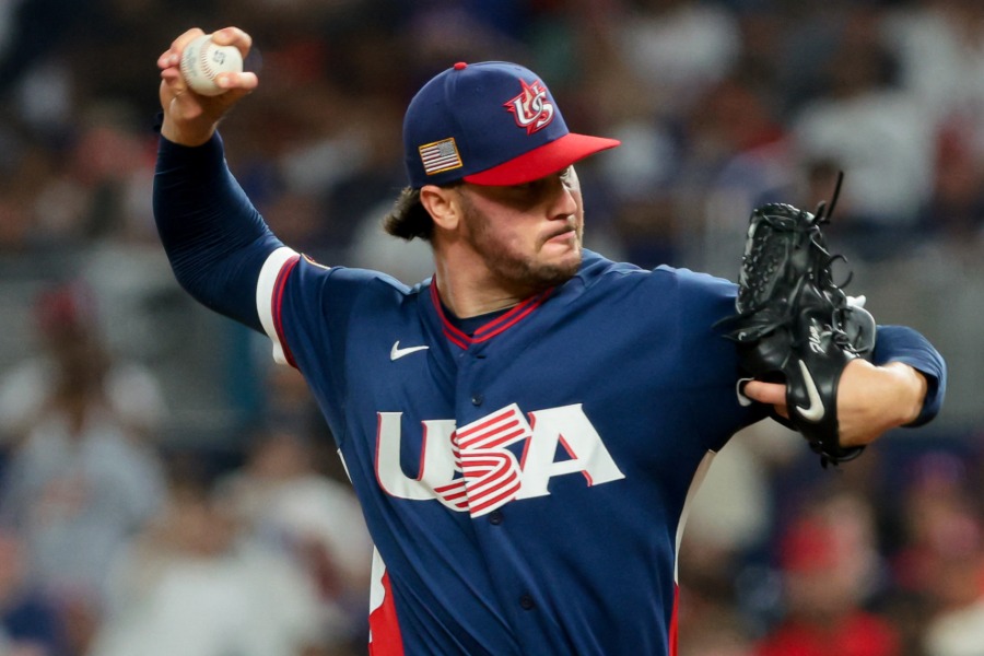 ドミニカ共和国戦に先発する米国代表のポール・スキーンズ【写真：ロイター】