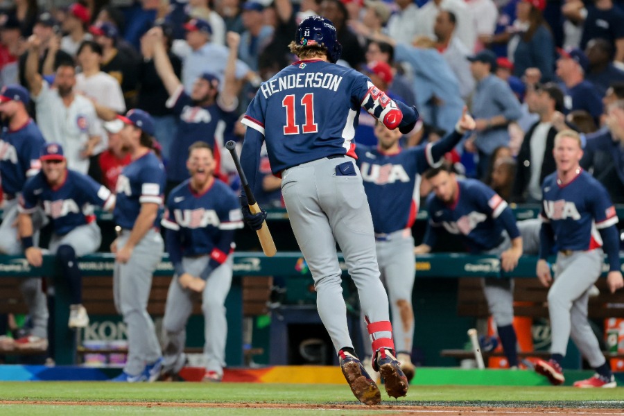勝ち越し弾を放った米国代表のガナー・ヘンダーソン【写真：ロイター】