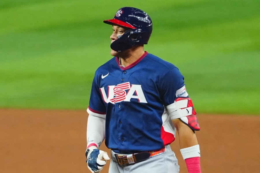 ドミニカ共和国戦に出場する米国代表のアーロン・ジャッジ【写真：荒川祐史】