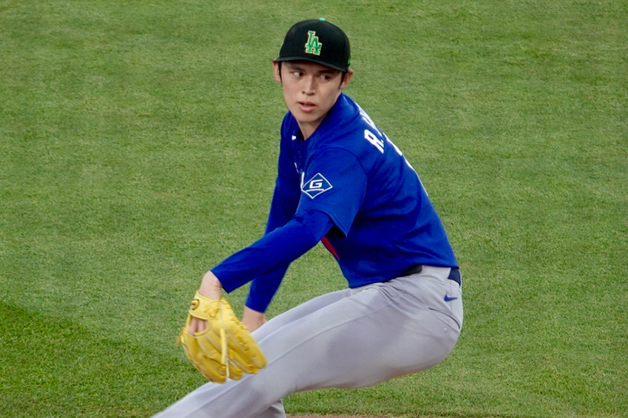 ロイヤルズとのオープン戦に先発したドジャース・佐々木朗希【写真：小谷真弥】