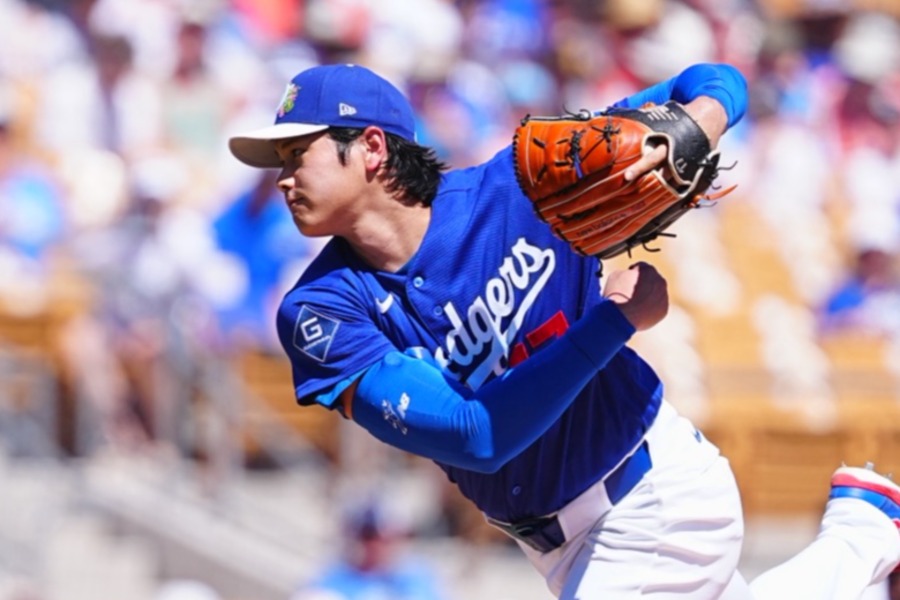 ジャイアンツ戦に登板したドジャース・大谷翔平【写真：荒川祐史】
