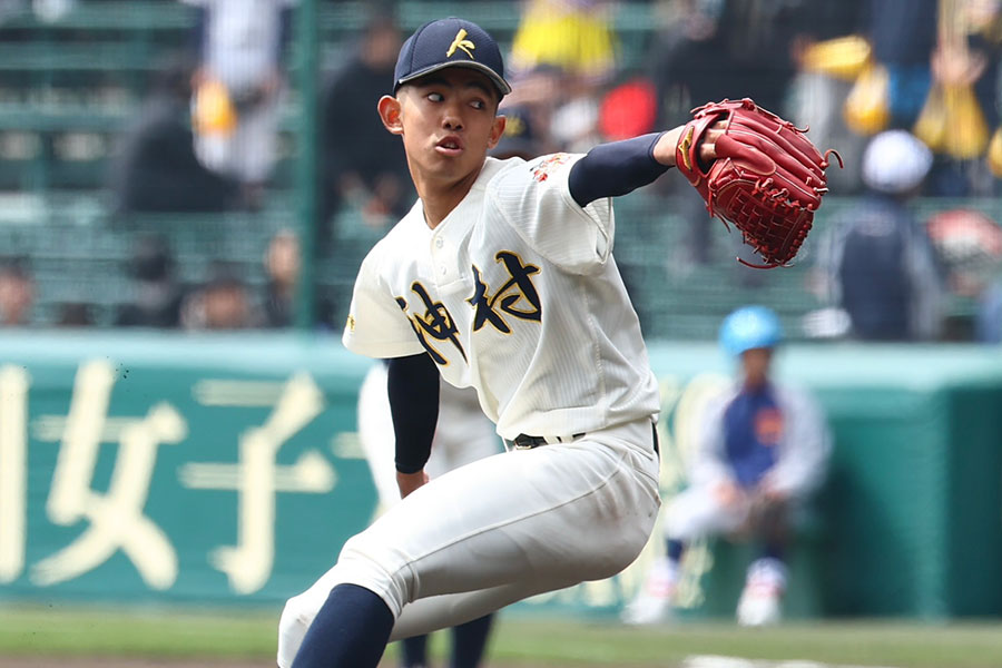 横浜戦に先発した神村学園・龍頭汰樹【写真:加治屋友輝】