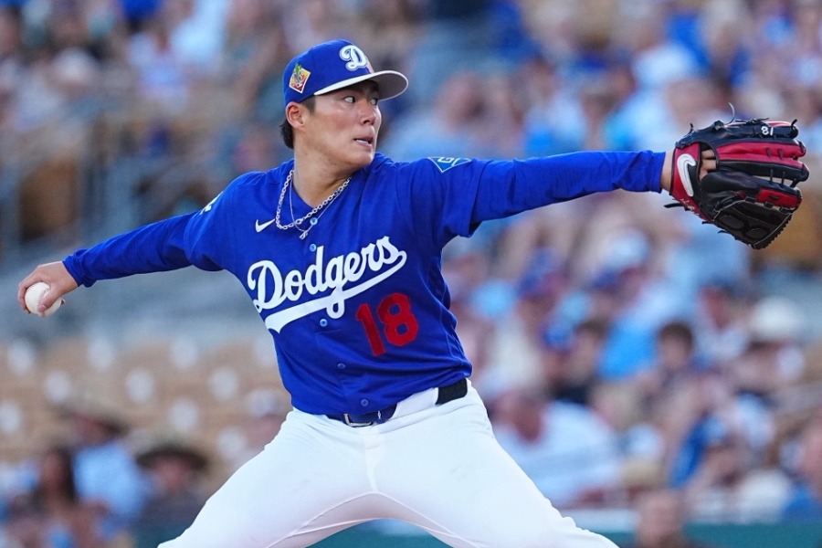 パドレス戦に先発したドジャース・山本由伸【写真：荒川祐史】