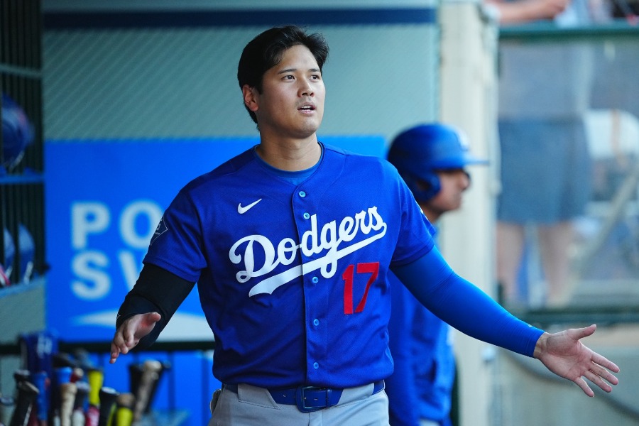 エンゼルス戦に出場したドジャース・大谷翔平【写真:荒川祐史】