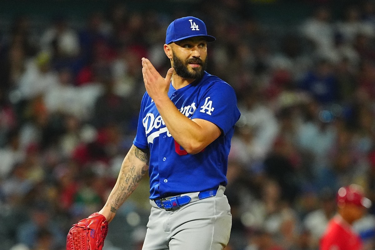 エンゼルス戦に登板したドジャースのタナー・スコット【写真：荒川祐史】