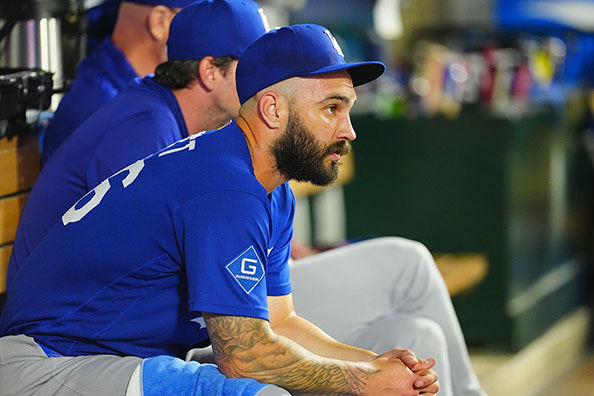 エンゼルス戦に登板したドジャースのタナー・スコット【写真：荒川祐史】