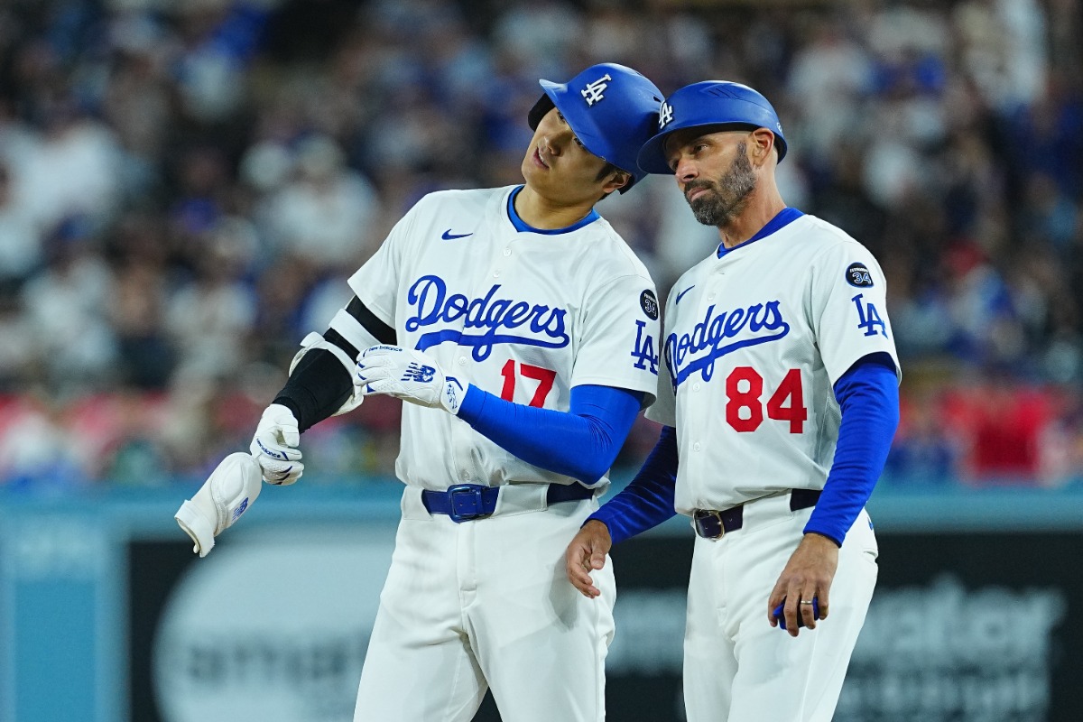 ドジャースに移籍した2024年から続けている「ヘッドバンプ」【写真：荒川祐史】