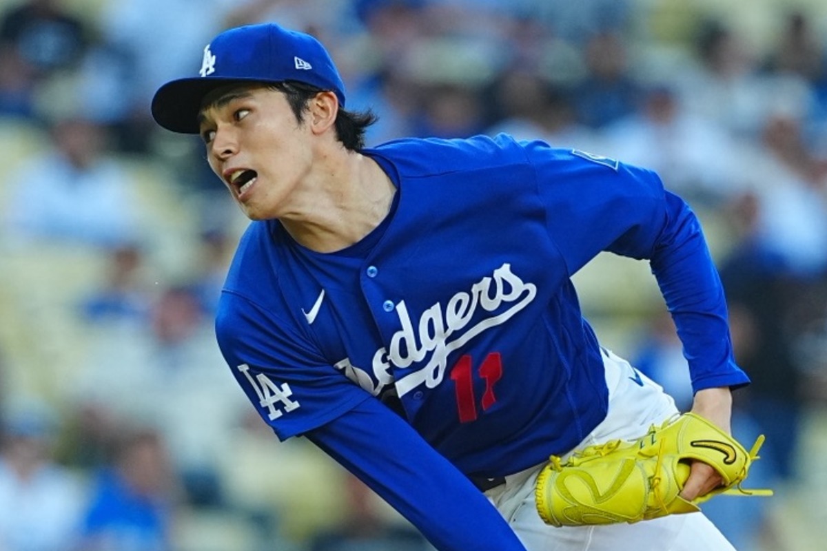 エンゼルス戦に登板したドジャース・佐々木朗希【写真：荒川祐史】