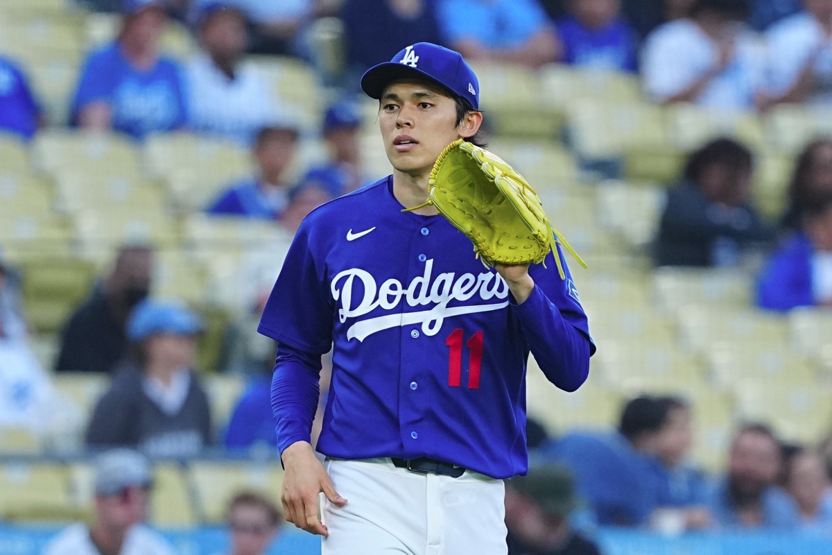 エンゼルス戦に登板したドジャース・佐々木朗希【写真：荒川祐史】