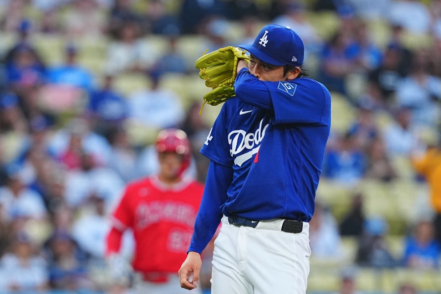 エンゼルス戦に先発したドジャース・佐々木朗希【写真：荒川祐史】