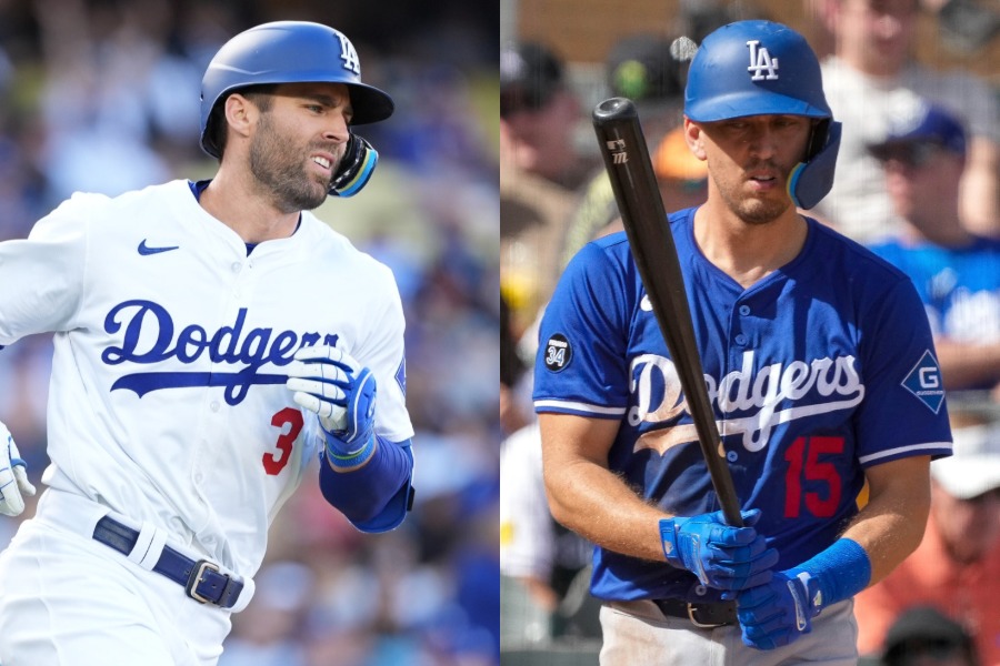 クリス・テイラー（左）とオースティン・バーンズ（写真はドジャース時代）【写真：小林靖、アフロ】