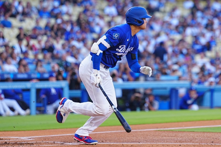 エンゼルス戦に出場したドジャース・大谷翔平【写真：荒川祐史】