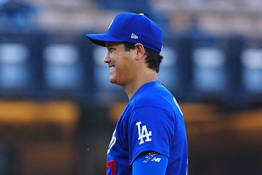 エンゼルス戦に出場したドジャース・大谷翔平【写真：荒川祐史】