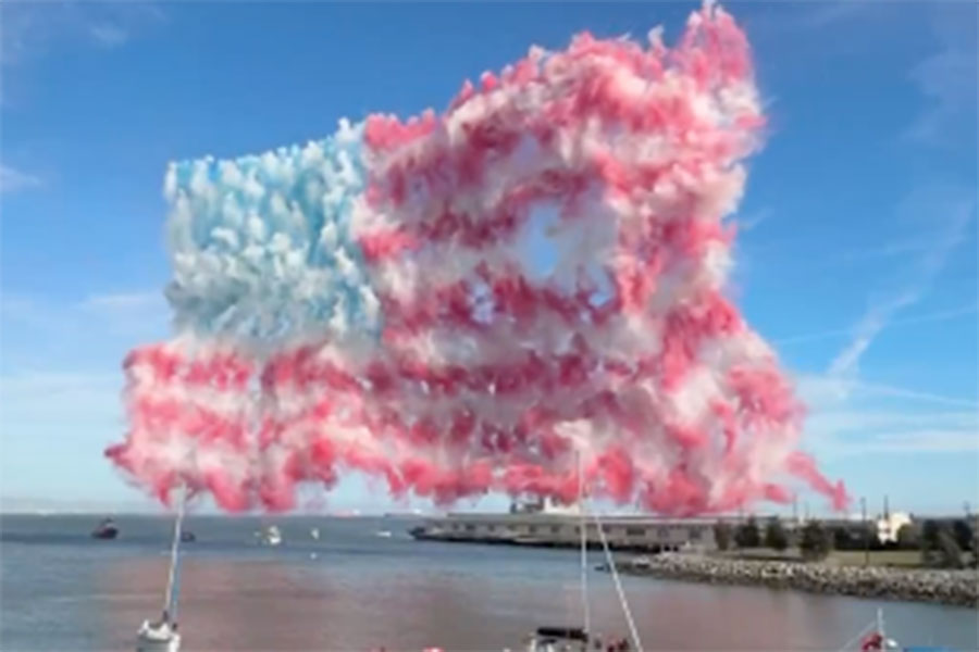 MLBが公開した開幕戦の演出シーン（投稿をスクリーンショット）