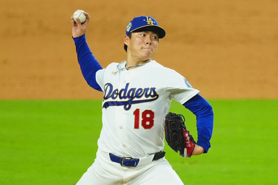 開幕戦に先発したドジャース・山本由伸【写真：荒川祐史】